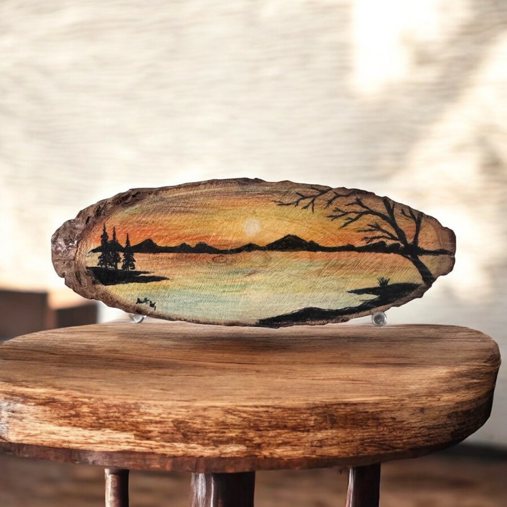 808 beads Double sided HandPainted Wood Slice art